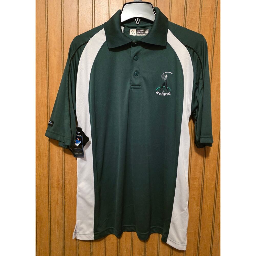 LFR‎ Breathlite Polo Men Sz M Green Ireland Short Sleeve Embroidered Golf New